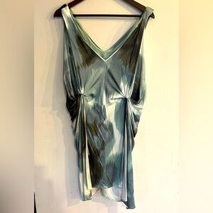 DIANE VON FURSTENBERG Women’s Tie Dye Sleeveless V-Neck Drape Front Dress